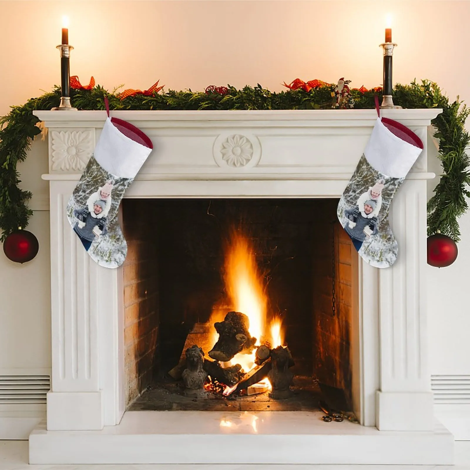 16.5in(L) Super Size-Custom Family's Photo Christmas Stocking