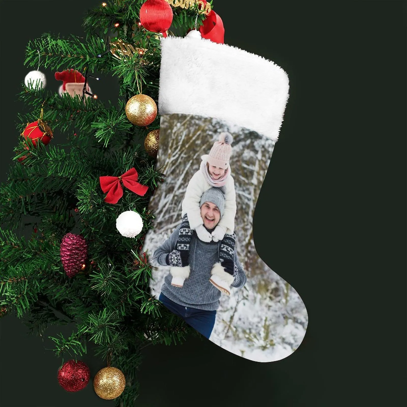 16.5in(L) Super Size-Custom Family's Photo Christmas Stocking
