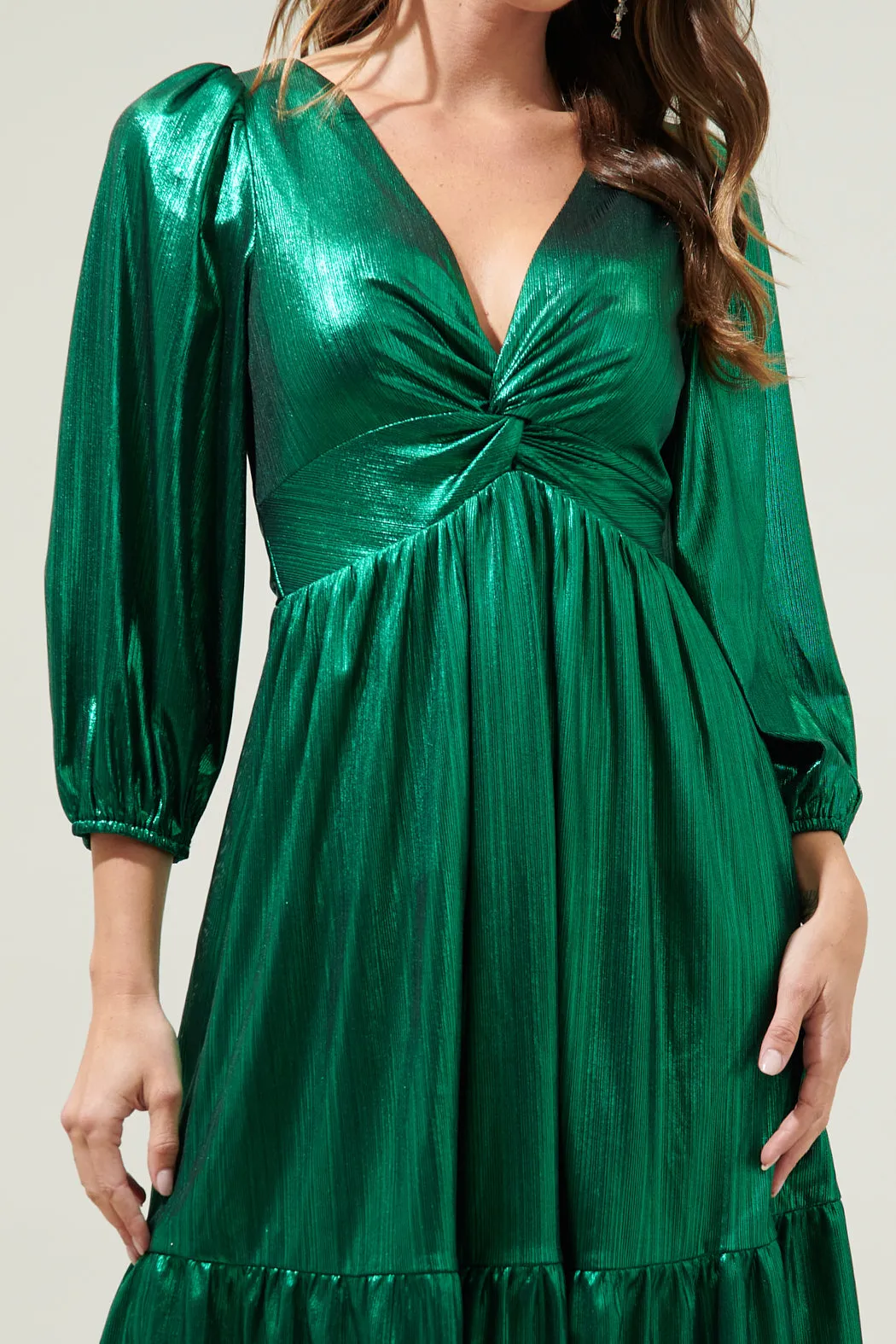 Amir Metallic Long Sleeve Mini Dress