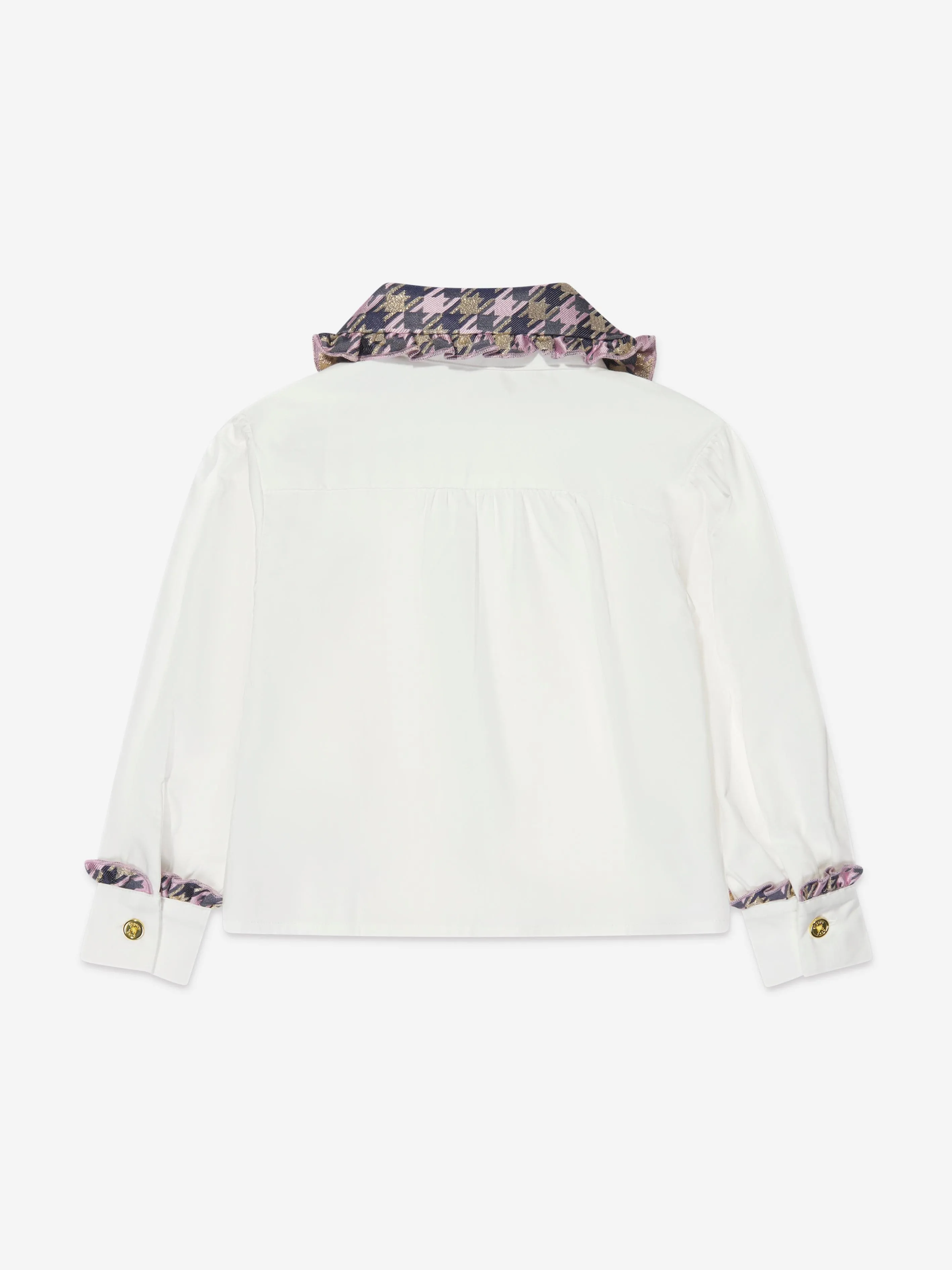 Angels Face Girls Heidi Houndstooth Collar Blouse in White