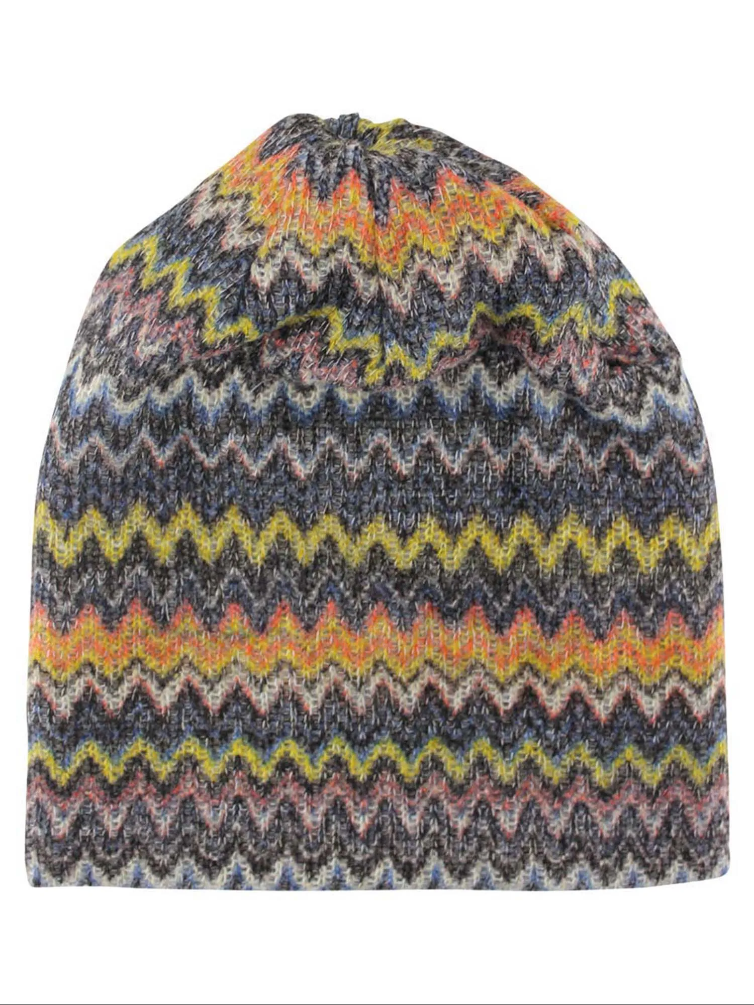 Black & Orange Chevron Stripe Slouchy Beanie Hat