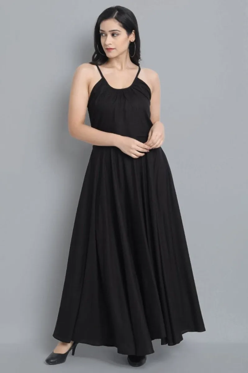 Black Rayon Long Dress