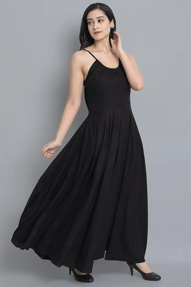 Black Rayon Long Dress