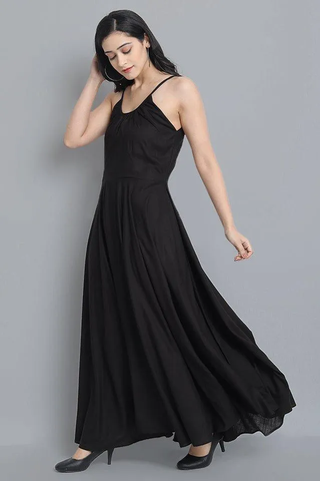 Black Rayon Long Dress
