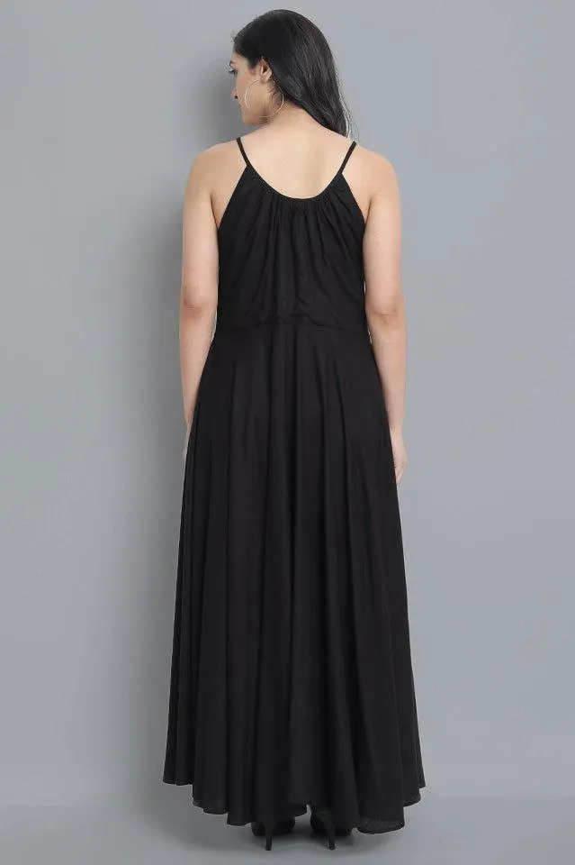Black Rayon Long Dress