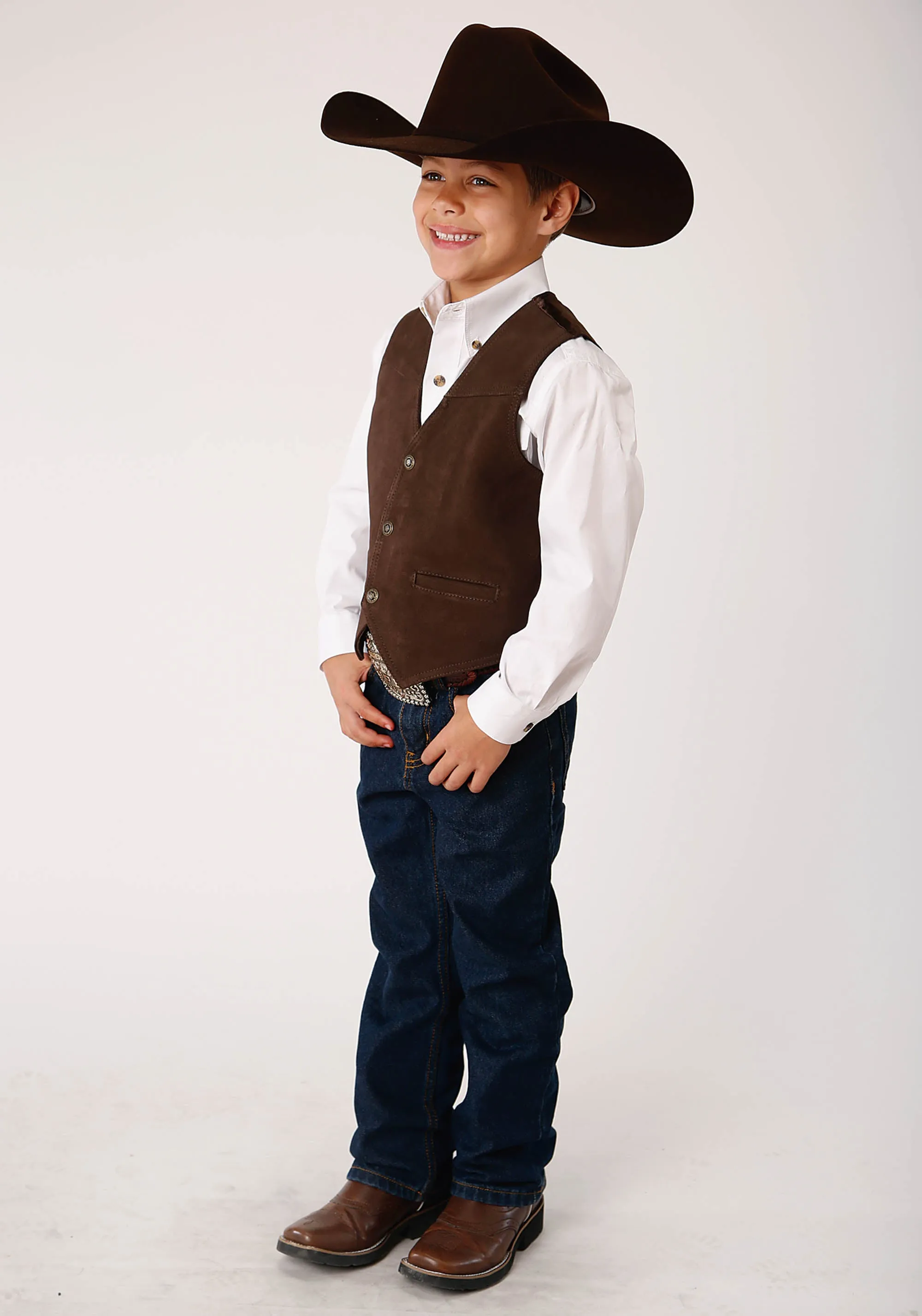 Boy's Brown Classic Suede Vest