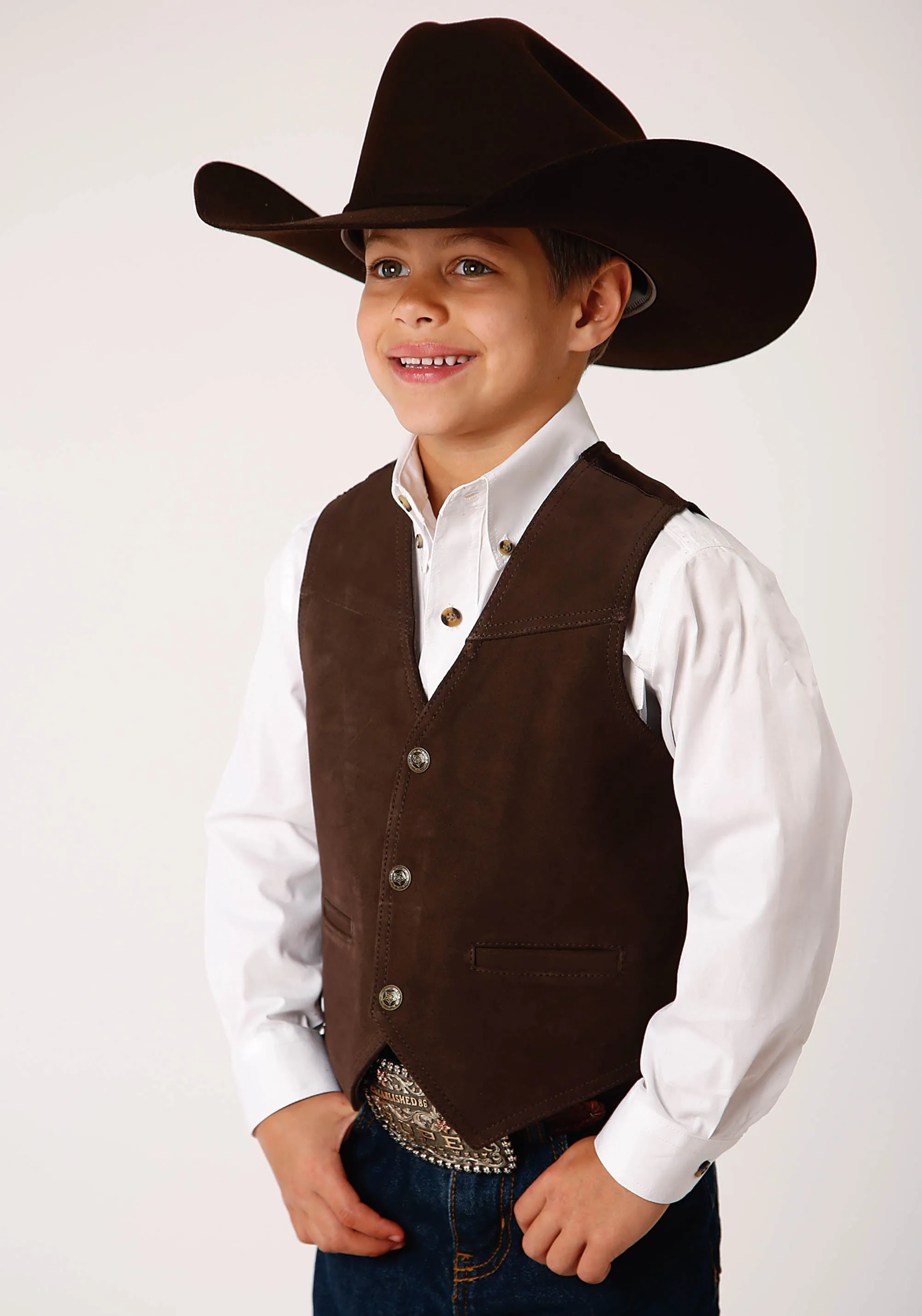 Boy's Brown Classic Suede Vest
