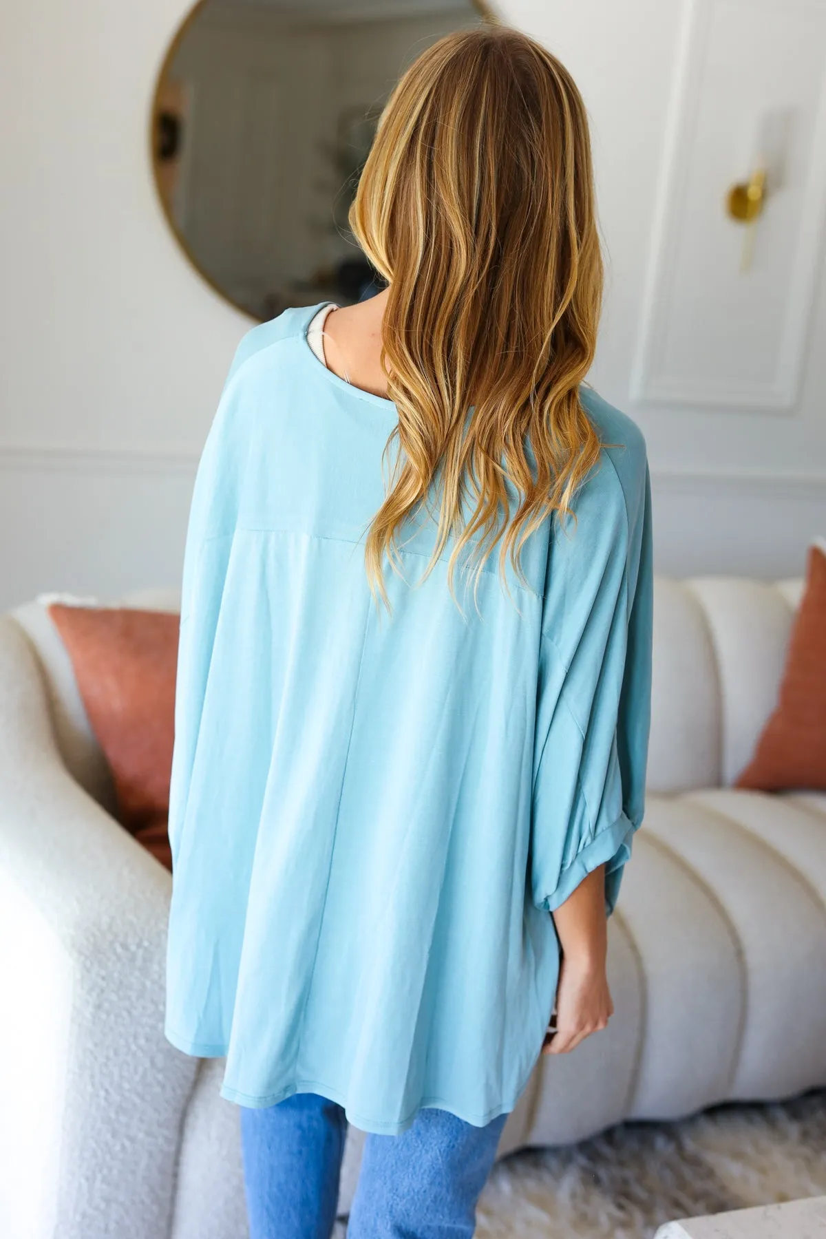 Call On Me Aqua Dolman Modal Knit Top (Open Pack)