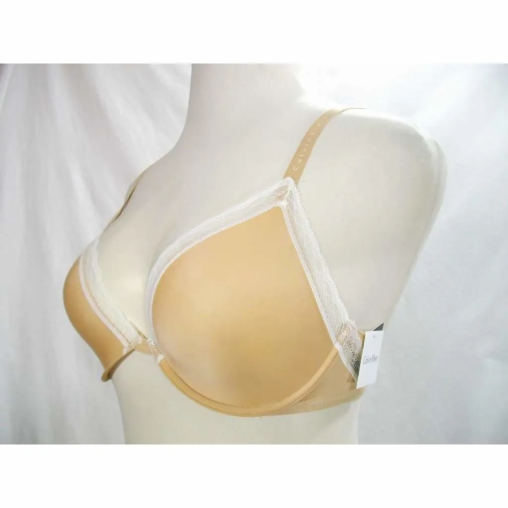 Calvin Klein QF1418 Signature Unlined Plunge Underwire Bra 32C Nude