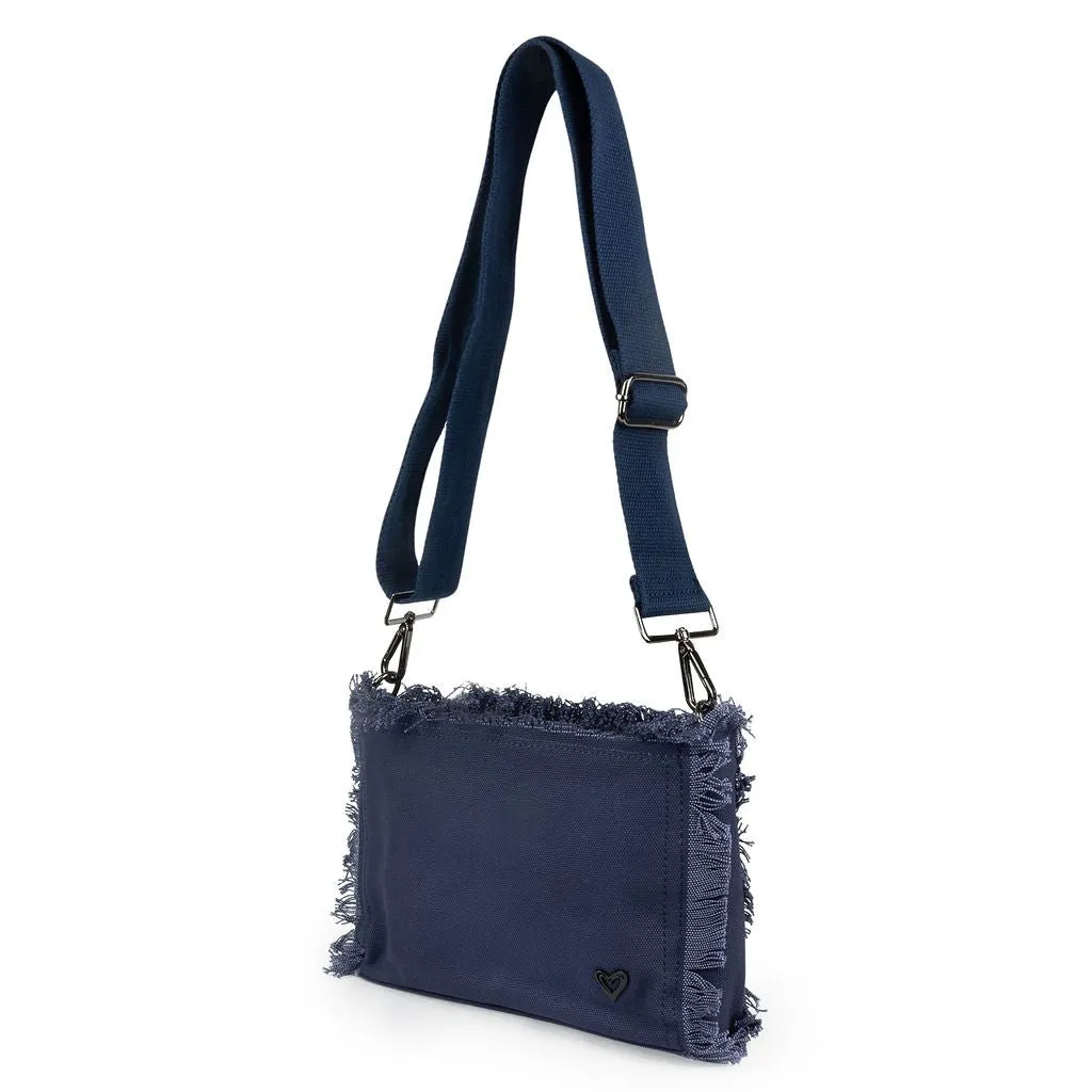 Canvas Fringe Crossbody - Navy