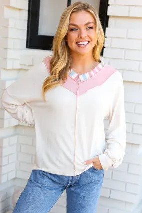 Champagne & Blush Rainbow Stripe Rib Chevron Top (Open Pack)