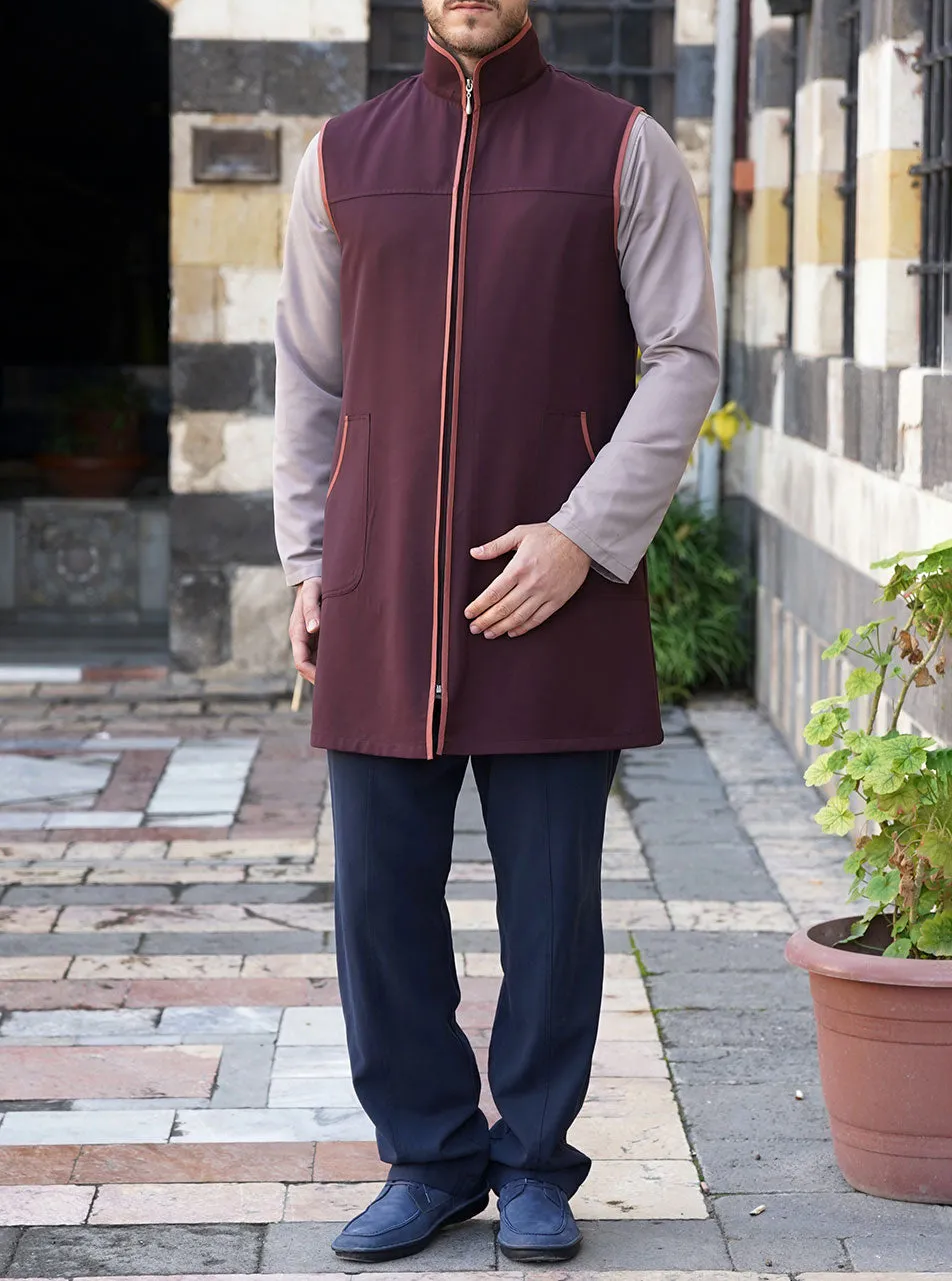 Contrast Trim Zipped Waistcoat