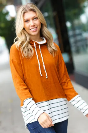 Everyday Rust Stripe Hacci Knit Turtleneck Top (Open Pack)