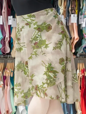 Floral Green Wrap Long Dance Skirt MP310