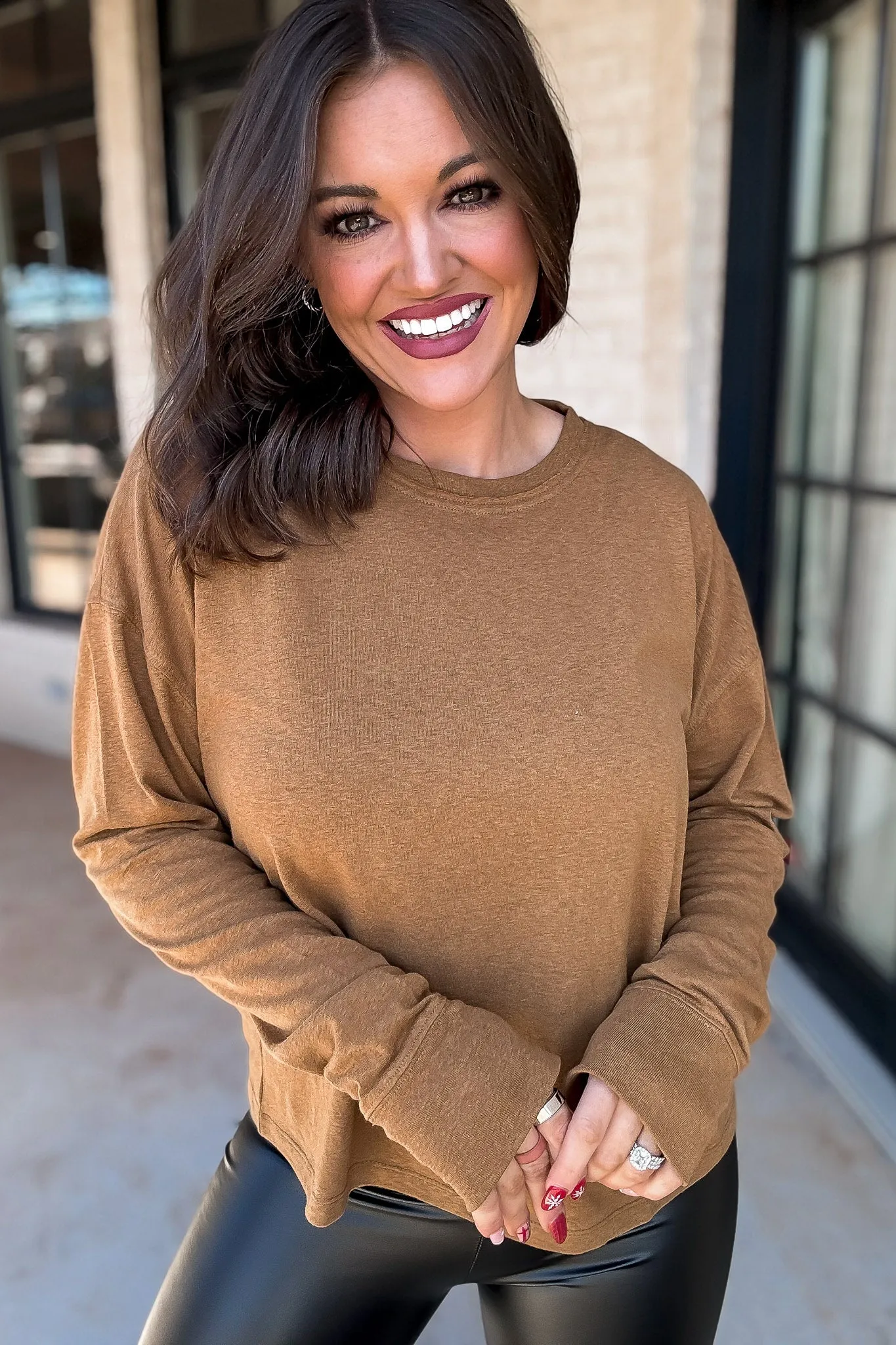 Girl Next Door Pale Brown Oversized T-Shirt