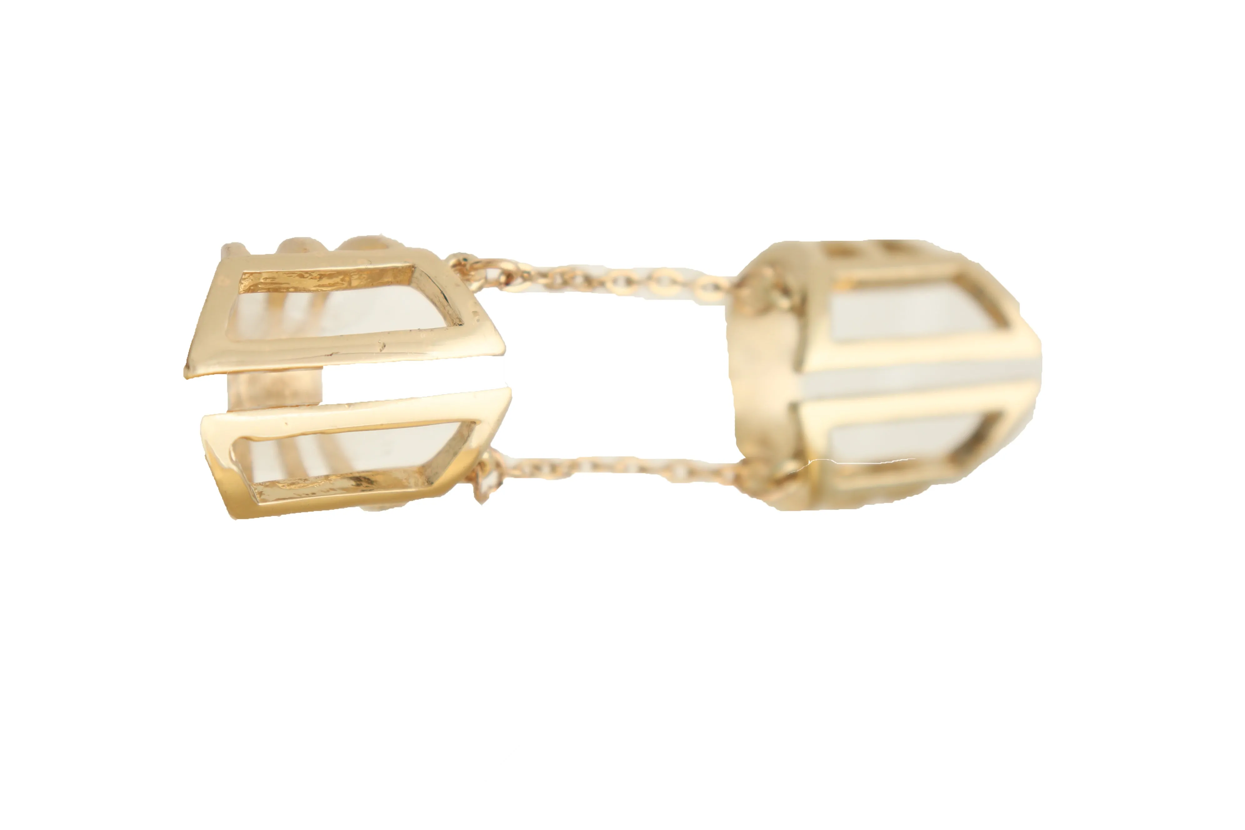 Gold Cuff Ring Metal Long Finger Double Adjustable Band