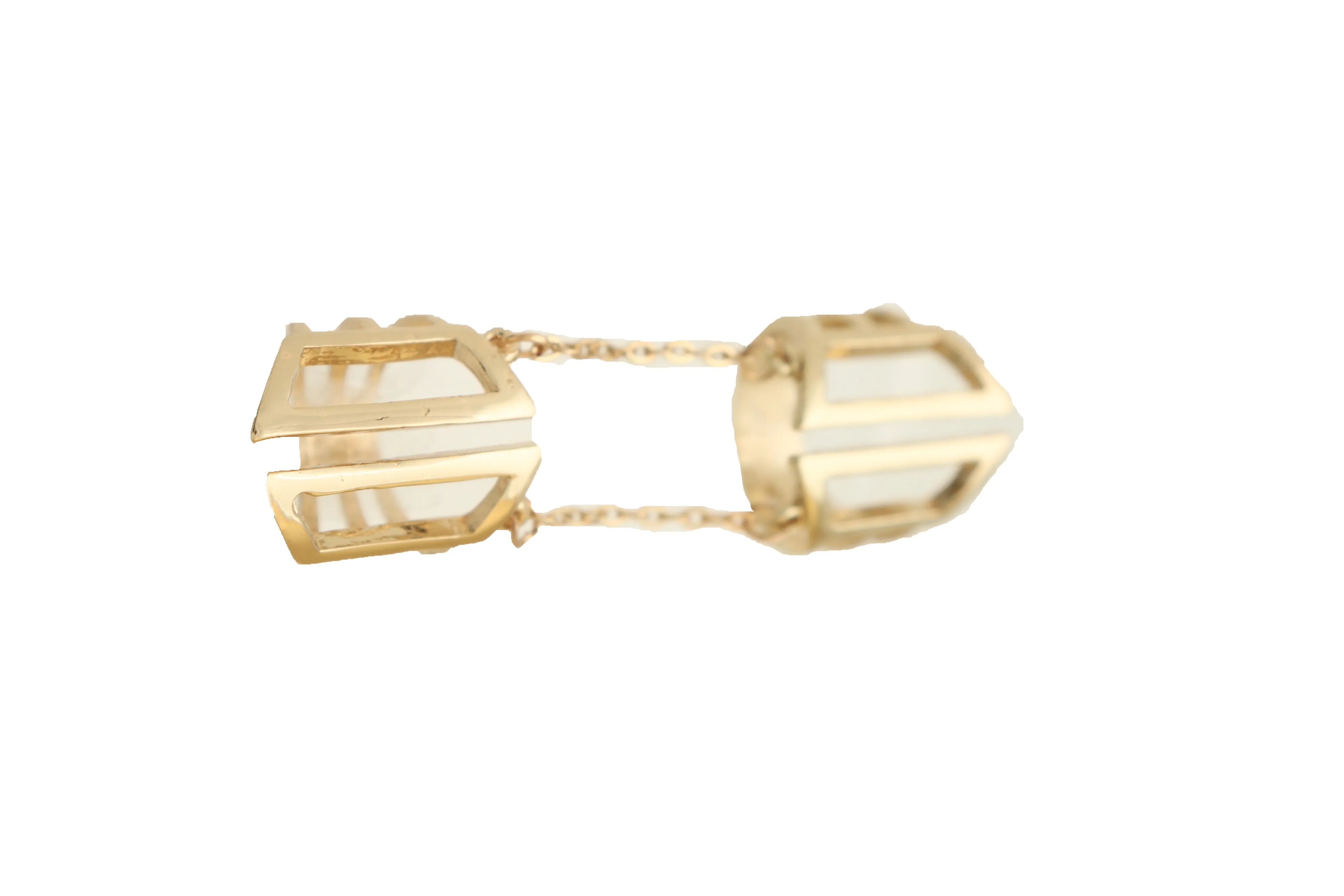 Gold Cuff Ring Metal Long Finger Double Adjustable Band