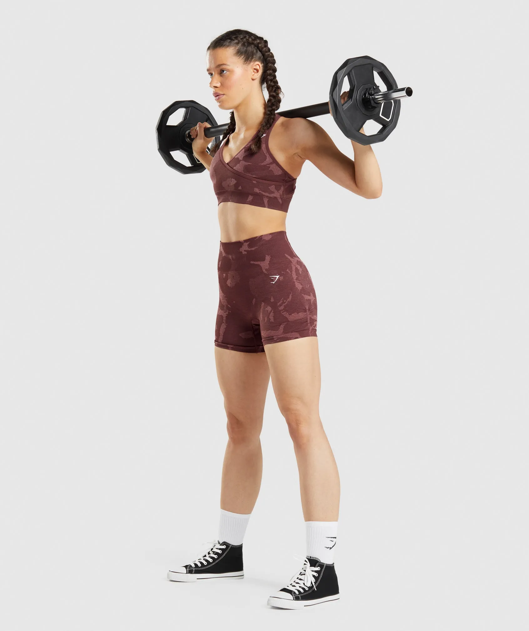 Gymshark Adapt Camo Seamless Shorts - Savanna | Cherry Brown