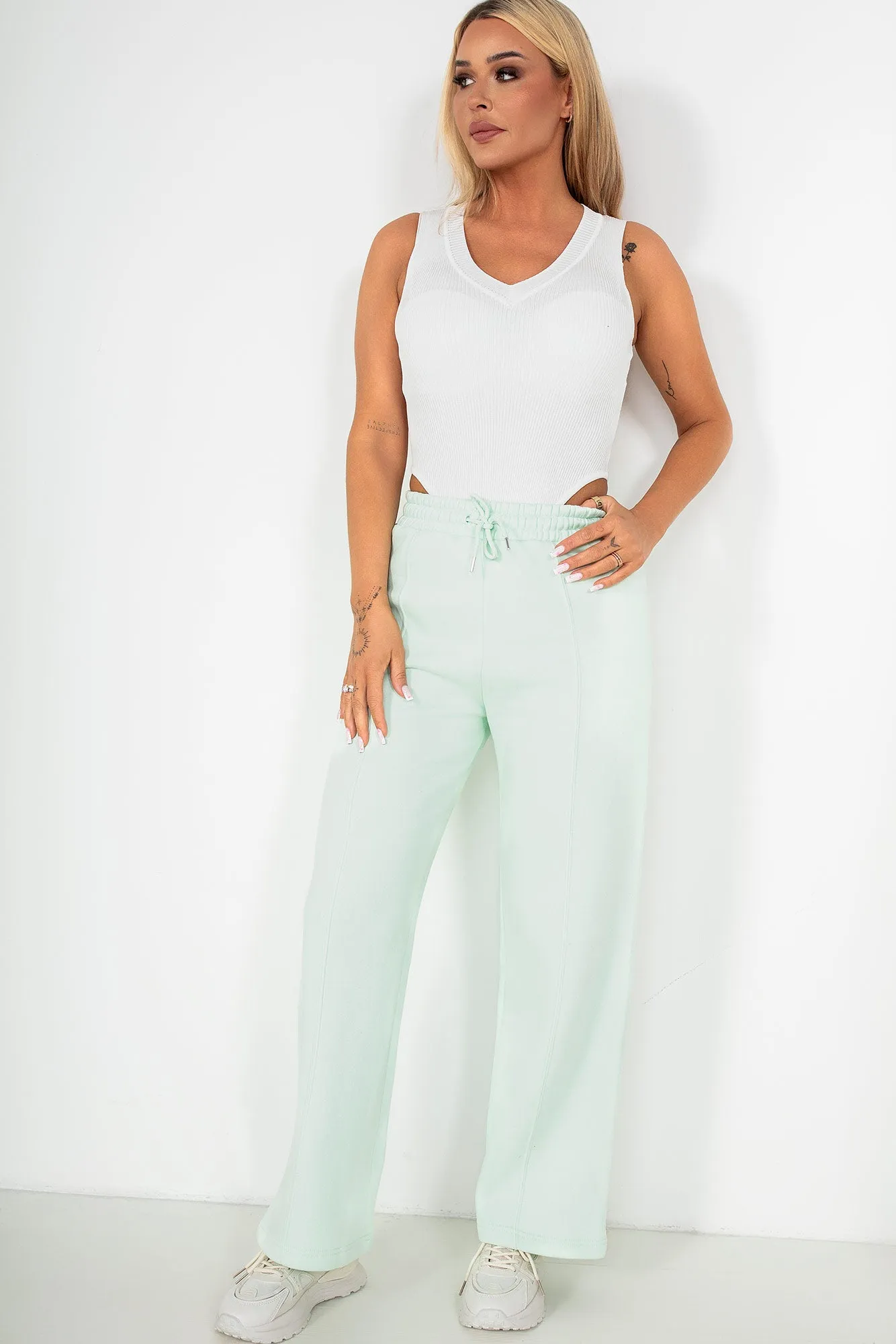 Jaelyn White Knit Sleeveless Bodysuit