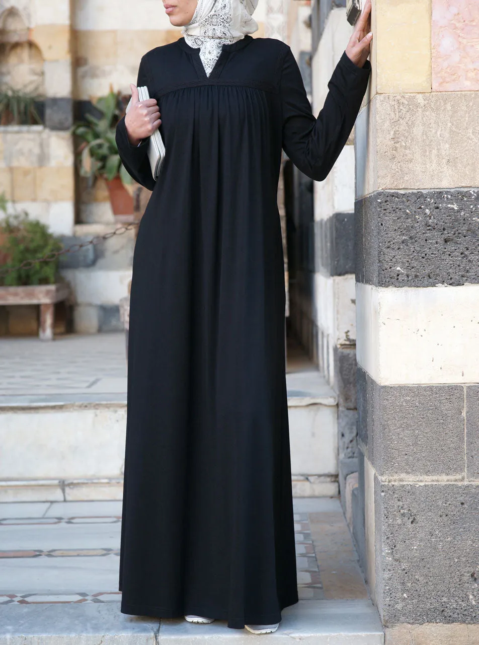 Lace Gathered Abaya