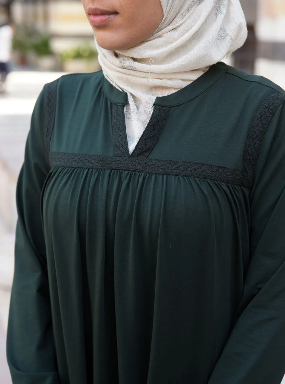 Lace Gathered Abaya