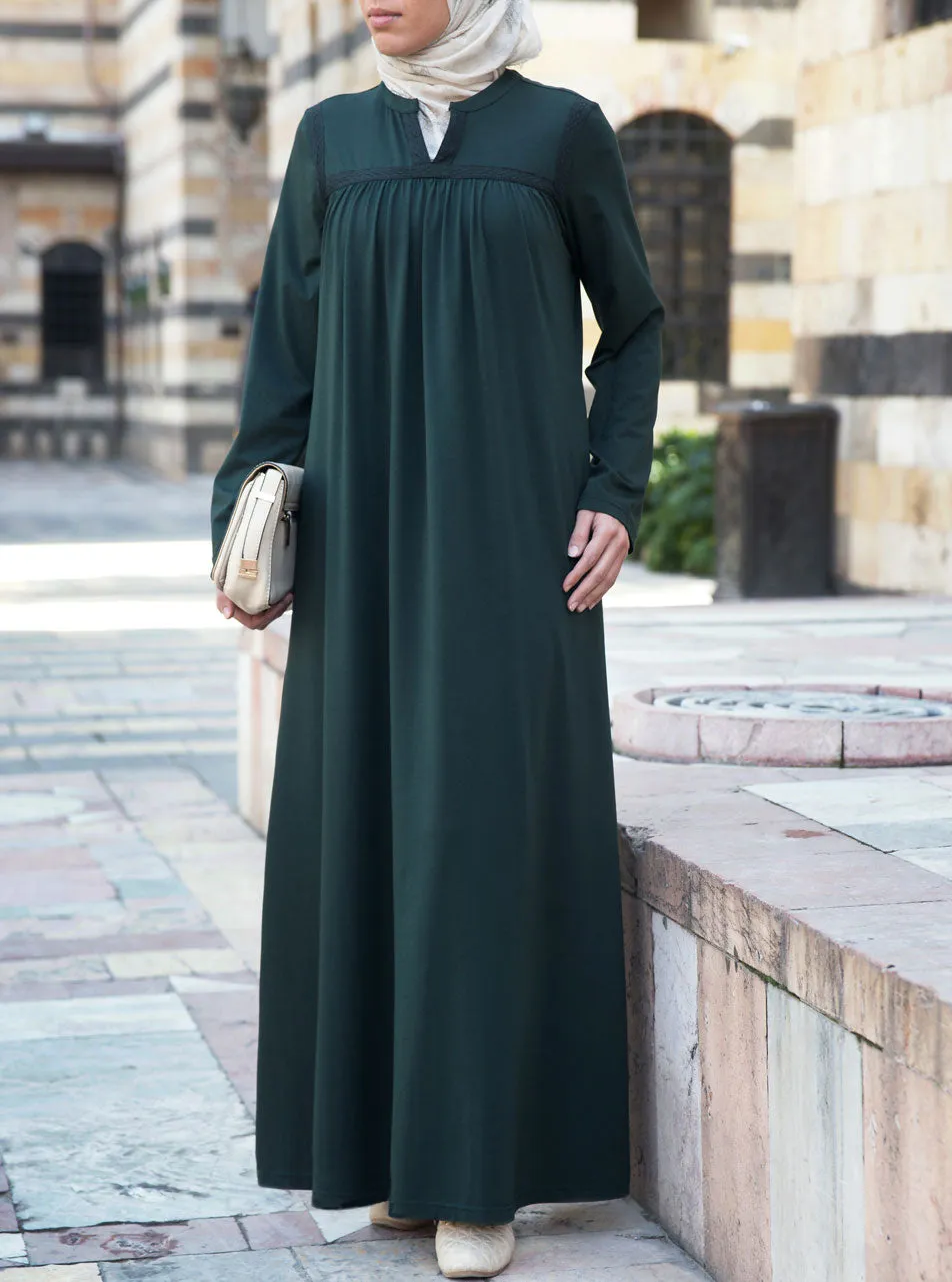Lace Gathered Abaya