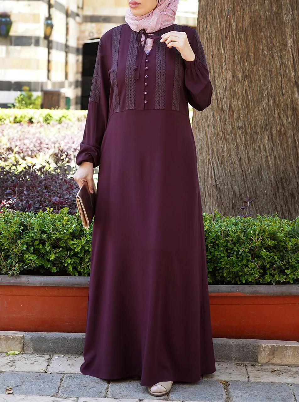 Lace Trim Bodice Abaya
