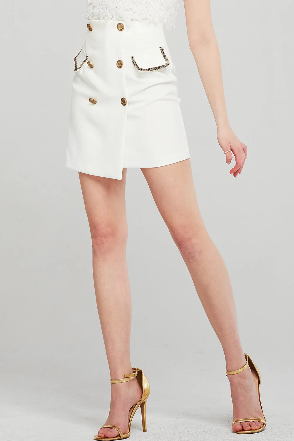 Leslie Chain Trim Button Skirt