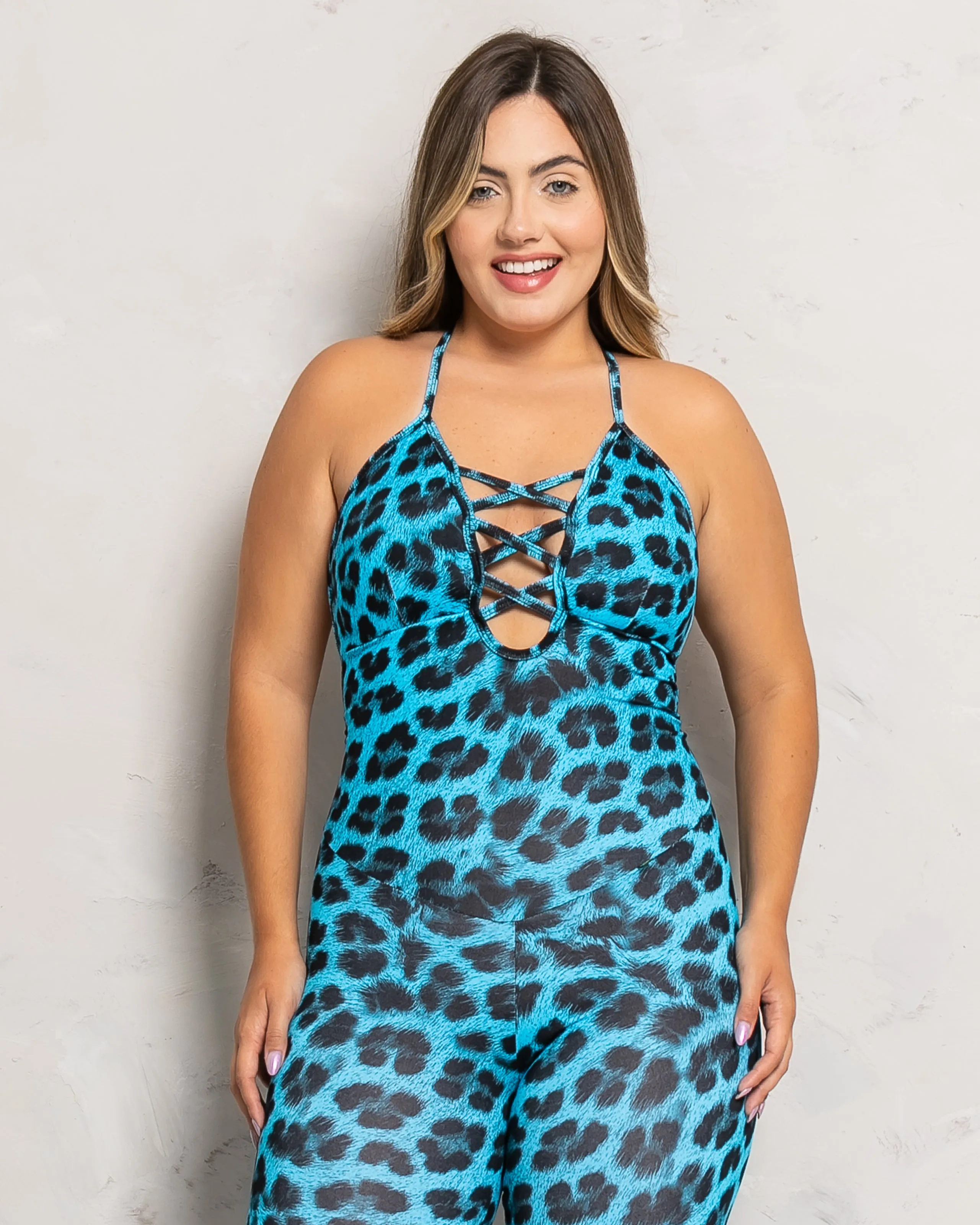Luna Leopard Blue Jumpsuit