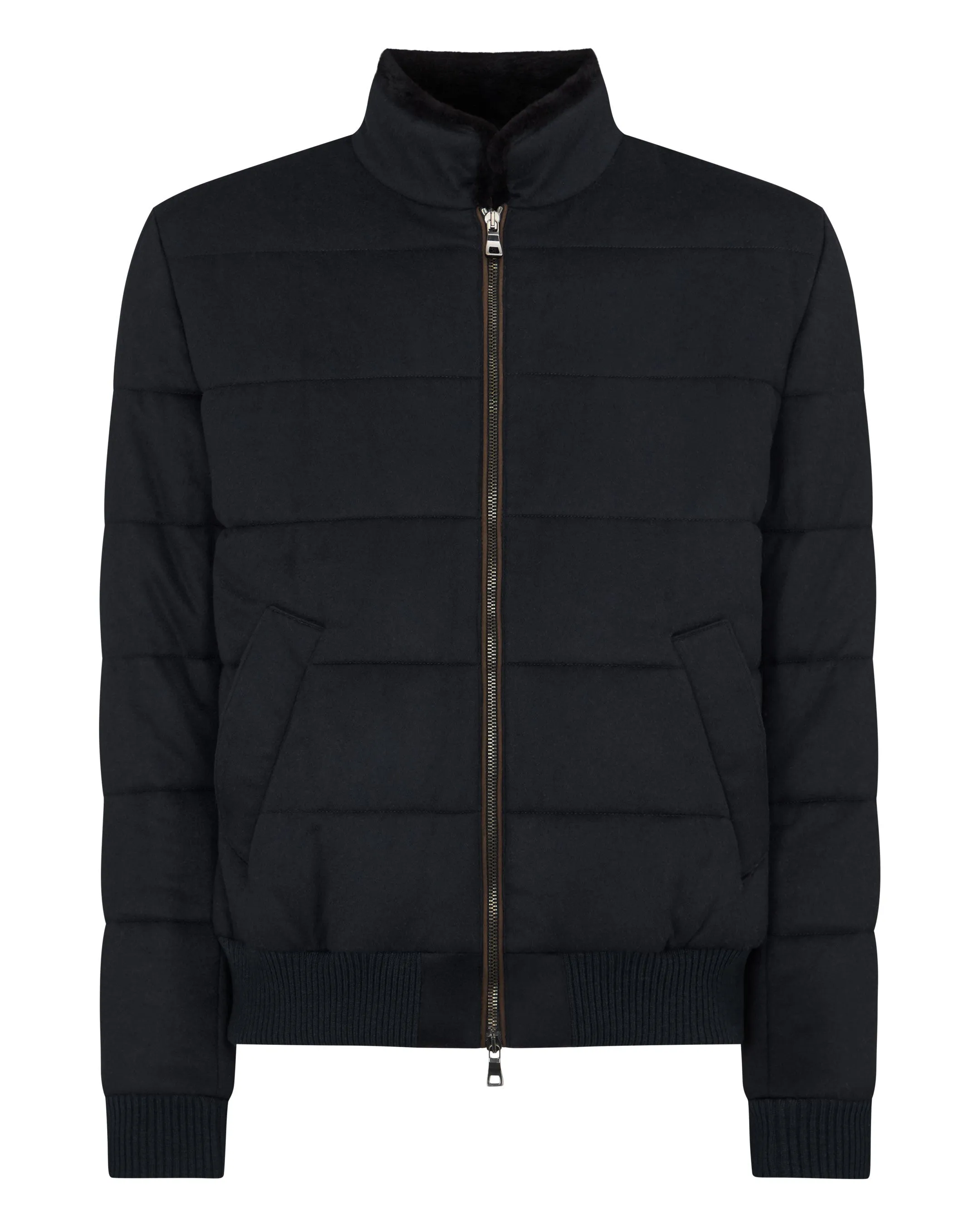Men's Cortina Fur Trim Cashmere Jacket Navy Blue