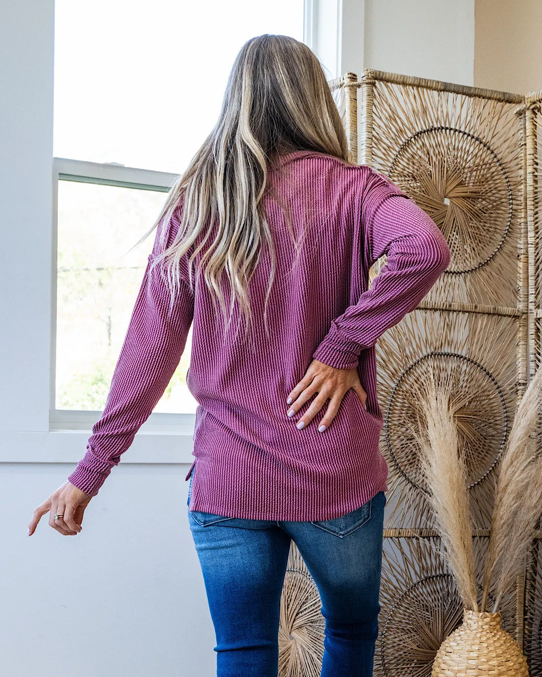 NEW! Becca Corded Raw Seam Top - Maroon