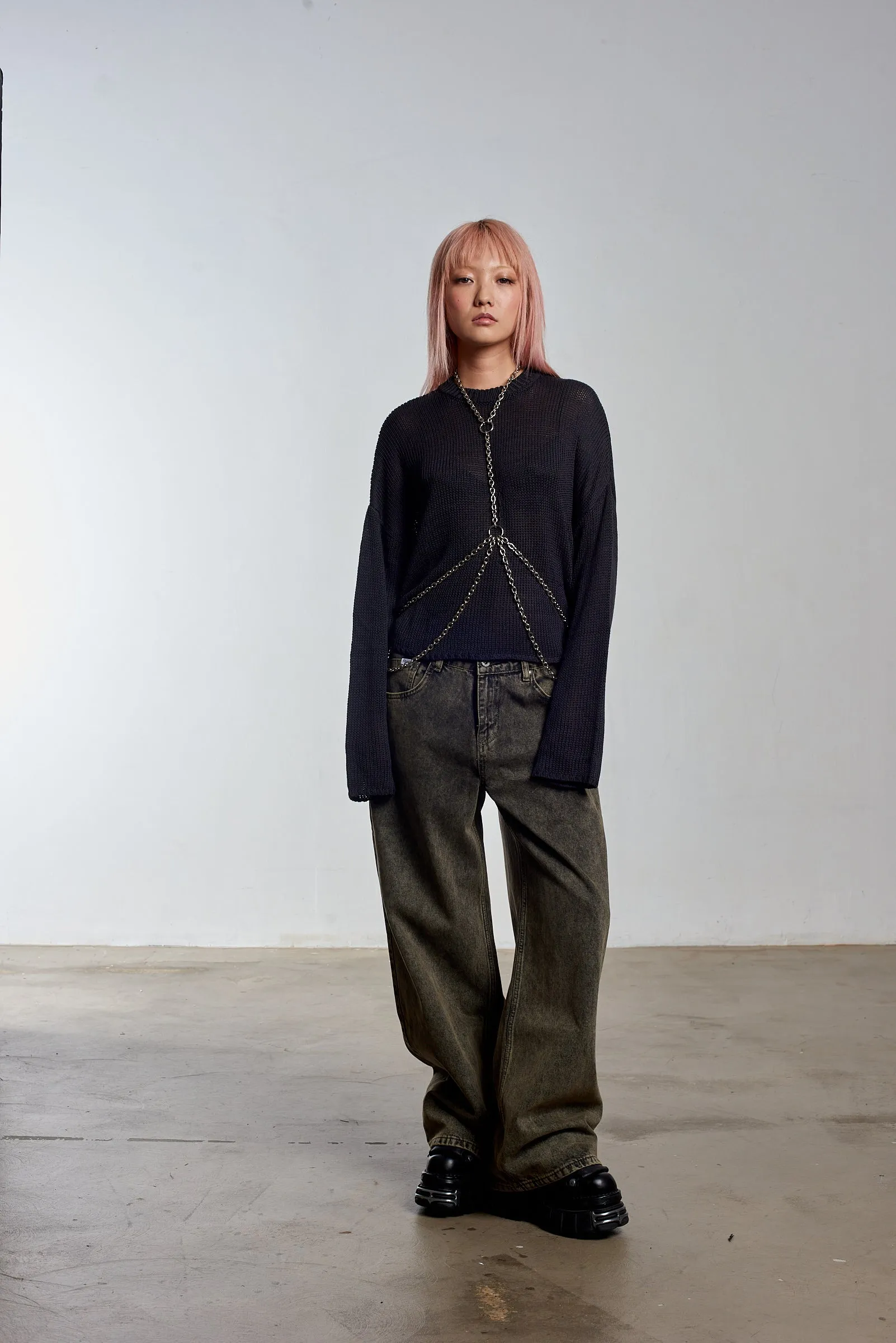 Washout Chain Harness Knit